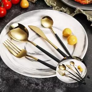 6인 커트러리 세트 24p 골드 블랙 디저트커트러리세트 카페커트러리