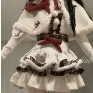 겨울 귀여운 로리타 슬림핏 졸업사진 원피스 따뜻한 고딕