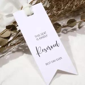 어메이징스파크 24개 웨딩 의자 예약 표지판 리본 좌석 결혼식 중요 이벤트 카드 부착 화이트 클래식 교회