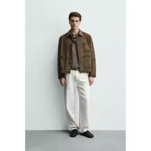 ZARA 레귤러핏 페이크 스웨이드 오버셔츠 - 샌드 372797