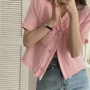 헐크 코트 로맨틱 트위드 여자 하프 분홍 봄 하계 KKE2