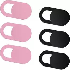 SIREG 웹캠 커버 슬라이드 초박형 - 노트북 태블릿 컴퓨터 스마트폰에 맞는 귀여운 핑크 블랙 웹 카메라