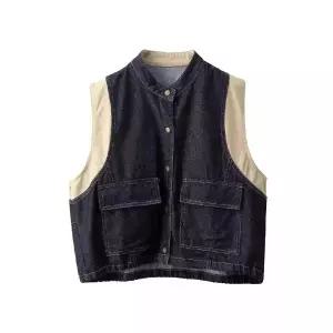 밴널스샵 데님 여사친 캐주얼 빈티지 봄 조끼 아우터 워싱 포켓 효소 민소매 베스트 카디건 빅 HO1