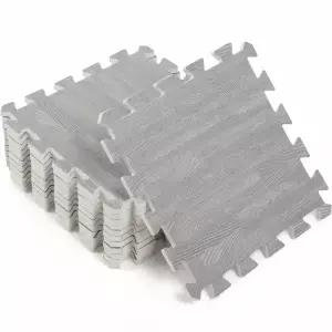 8/16피스 EVA 우드 그레인 피트니스 매트 두껍고 내구성이 뛰어난 바닥 보호 침실에 적합한 지압 마사지