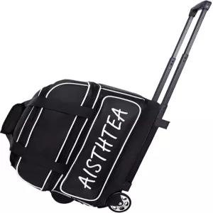 바퀴가 달린 스티 2 볼 볼링백 롤러 - 1680D 강화 옥스포드 별도의 신발 수납 공간과 접이식 손잡이가 있는