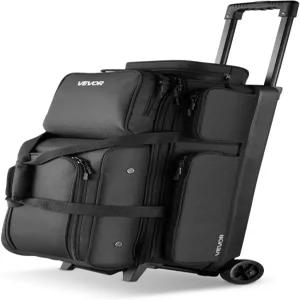 VEVOR 볼링 볼백 바퀴 달린 더블 롤러 3개 신발을 위한 별도의 수납공간 미국 사이즈 16까지 및 오버사이즈