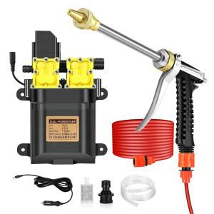 자동차 압력 세척기 - 가정용 정원 차량 청소용 PVC 호스 12V 세척기가 장착된 100W 160PSI 휴대용 전기 펌프(듀얼 펌프-B)