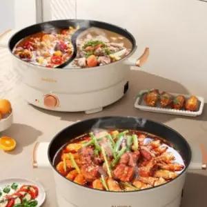 3단 멀티쿠커 다기능 3구 기숙사 원룸 캠핑 휴대용 여행용 전기 분리형 대용량 전기냄비 10L 스텐 샤브샤브 멀티쿠커 캠핑 다용도 핫팟 요리용