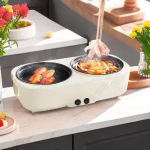 3단 멀티쿠커 다기능 2구 기숙사 원룸 캠핑 휴대용 여행용 전기 전기냄비 이중 내솥 스마트기술 고출력 멀티쿠커 분리형 캠핑용 여행용 라면포트 다기능 가정용