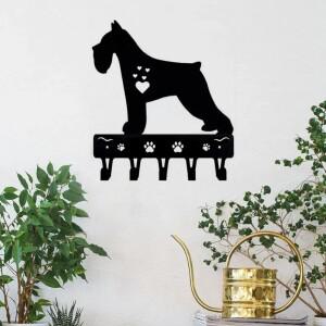 미니 소형어처 슈나우저 강아지 키 후크 및 체인 거치대 금속 벽 아트 다리미 공예  벽걸이 기능성 코트 랙