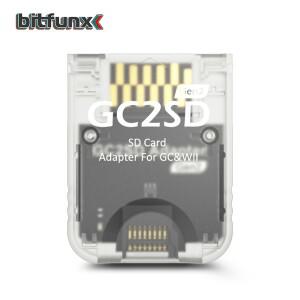Bitfunx 투명 GC2SD Gen2 TF 카드 리더 어댑터  NGC 게임큐브 및  Wii호환 게임 콘솔용 향상된 속도 버전
