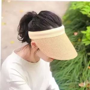 밀짚썬캡 여성용 라피아 프라햇 바캉스 썬캡 여성밀짚 여자썬캡