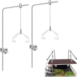 림리스 어항용 수족관 조명 라이저 스탠드 2개 - 조절 가능한 수조 홀더는 5-24인치 LED/T5/하이브리드