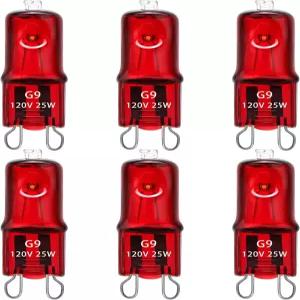 파충류용 ExoRepti 6팩 G9 적외선 열 램프 전구 디밍 나이트 레드 UVA 2핀 베이스 미니 교체 25와트