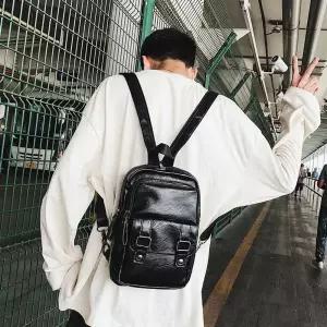 남성용 백팩 다기능 숄더백 배낭 가죽 가방 소형 경량