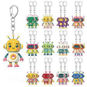 [미국배송] 24PCS 로봇 열쇠고리 로봇을 위한 만화 열쇠고리 대량 선물 N생일 파티 장식용 자동차 열쇠 가방 교실 보상 애호가 선생님을 귀여운 선물
