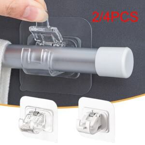 자체 접착 커튼 커튼 로드 거치대 후크  조절 가능 벽 클립  주방 욕실 벽걸이 2 개  4 개