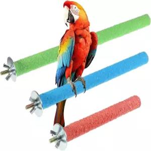3개의 나무 새 케이지 퍼치 패럿 스탠드 장난감 플랫폼 발 갈기 스틱 버드 잉꼬새 러브버드