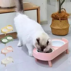 [반려] 강아지 고양이 2구 사료그릇 식사 대용기 반려동물 이중식기 4컬러 선택가능