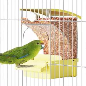 앵무새 버지 코카티엘 핀치 카나리아 러브버드(노란색)를 위한 퍼치 아크릴 먹이통 파라킷 케이지