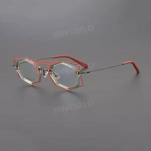 일본Ti 프리미엄 안경테 초경량 티타늄 남녀공용 복고풍 마이너 감성 디자이너 예술가 패션