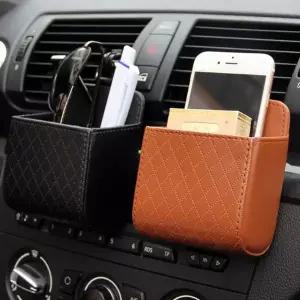 [골드스마일]차량용 다용도미니포켓 자동차 송풍구 가죽 포켓 수납함