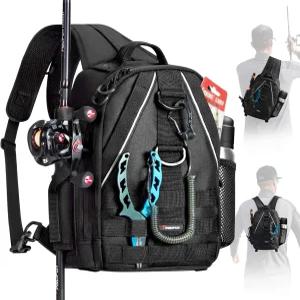 낚싯대 홀더가 달린 피시펀 낚시 백팩 가벼운 슬링백 보관 장비 및