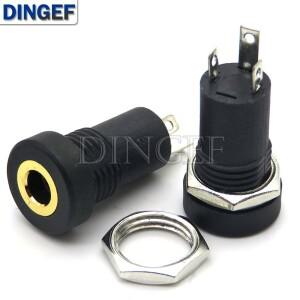 5개/몫 3.5mm 오디오 소켓 3 극 검정색 패널 마운트 금도금 너트 헤드폰 PJ-392A 여성 3PIN