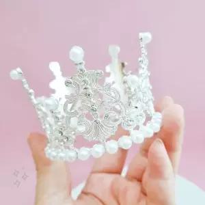 진주 장식 왕관 모양 케이크 꽂이 장식품 파티 생일 웨딩 기념일 촬영 소품