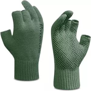 리버런 양털 낚시 장갑 - 남녀용 겨울용 손가락 없는 뜨개질 3컷 추운 날씨 플라이 얼음 카약용 따뜻한