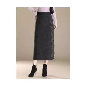 여자 정장 스커트 모직 모란핏 니트 스판 롱 힙감 BE1