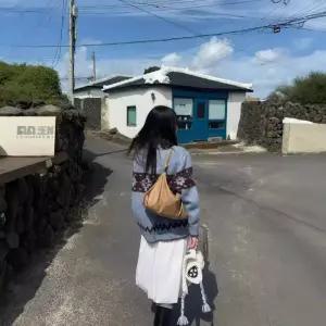 피로달 여사친 울 니트 빈티지 입체 알파파 스웨터 카디건 쁘띠 하이넥 토템 HO1