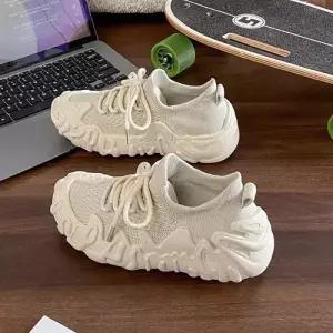 엘럽 여사친 빈티지 캐주얼 봄 통굽 방지 가볍고 운동화 통기성 단화 플랫 미끄럼 스트랩 라운드 박템1