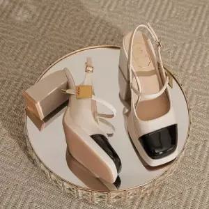 SMK 빈티지 여성 단화 지치지 통굽힐 펌프스 가보시 프렌치 않는 하이힐 JEN5