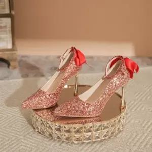 SMK 여성 투웨이 슈즈 프렌치 가보시 하이힐 힐 수화 크리스탈 단화 스팽글 스틸레토 리본 웨딩 드레스 JEN