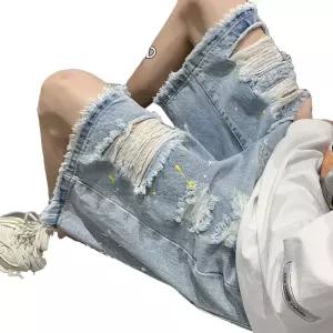 남성 반바지 찢어진 빅사이즈 빈 남자 데님 찢청 여름