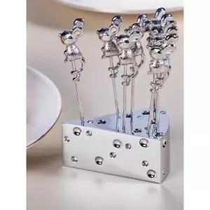 주방 과일포크 과일 생쥐 치즈모양 포크 8마리 세트