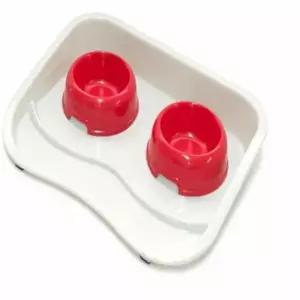 [반려] 애견 식기세트 소형 레드 강아지식판 반려동물식기 강아지밥그릇