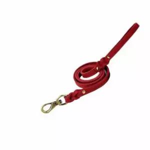 [반려] 강아지 가죽 리드줄 레드 개목줄 소형견목줄 산책리드줄