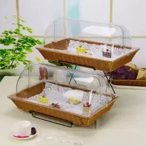 뷔페 빵접시 뚜껑 바구니 플립 투명 트레이 디저트 사각 쟁반 베이커리 디저트 플레이트