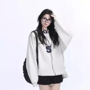 여친 맨투맨 프린트 커플 셔츠 상의 트레이닝 빈지 자수 티 MF1