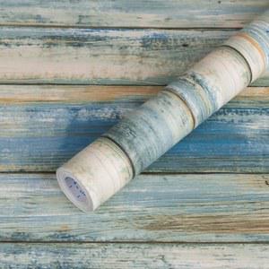 파란색 고민된 나무 껍질과 스틱 벽지 나무 패널 자체 접착 벽지 나뭇결 캐비닛용 이동식 접촉 용지