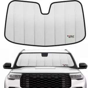 2020-2025 포드 익스플로러 실버 반사 6겹 어코디언 접이식 전면 선바이저에 적합한 현무암 오토 윈드실드