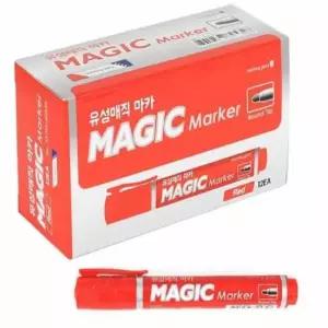[문구] 유성 매직마카 12개 적색 사무용매직 신학기문구 유성마커