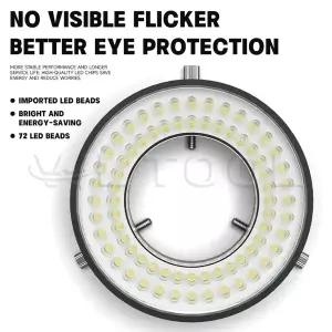 LUOWEI LS03 현미경 링 라이트 72 LED 비드 USB 전원 조절 가능 밝기 80mm 스테레오 현미경 조명용