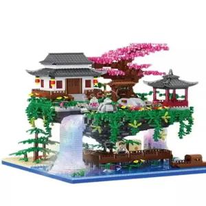 꽃 미니어처 DIY 폭포 모델 블록 복숭아나무 세트 나노미니캐릭터