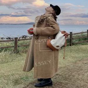 여성후드코트 떡볶이 후드롱코트 양털 무스탕 버클