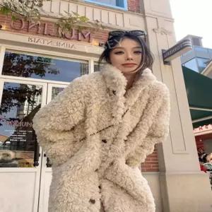 무스탕코트 소매 양털 코트 롱 퍼 방한 부클자켓