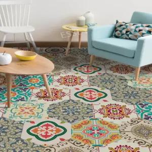 바닥 벽 스티커 화장실 타일 방수 자체접착 욕실 장식 필름 시트 바로크 빈티지 주방