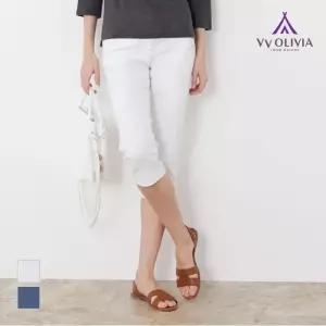 자수 7부 데님 팬츠_VVCMP3M5466